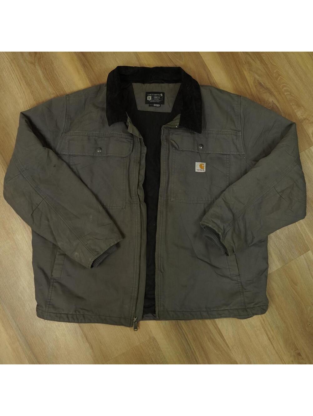 Carhartt Men's Gray Jacket Size XL Model 014480-M Loose Fit Full‎ Zip Utility